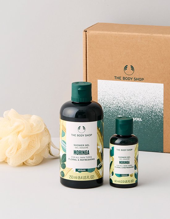 [더바디샵] 모링가 샤워젤 250ml+모링가샤워젤 60ml+미니릴리 선물세트+쇼핑백