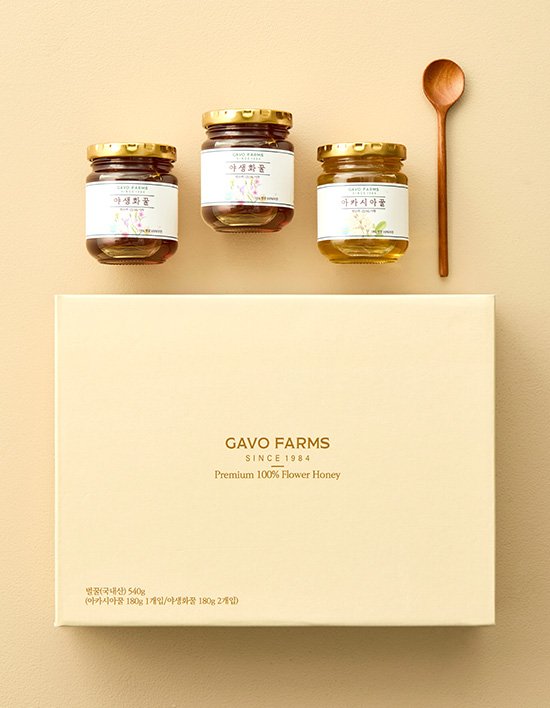 [가보팜스] 프리미엄 꽃꿀 3구 선물세트 (야생화꿀 360g + 아카시아꿀 180g)