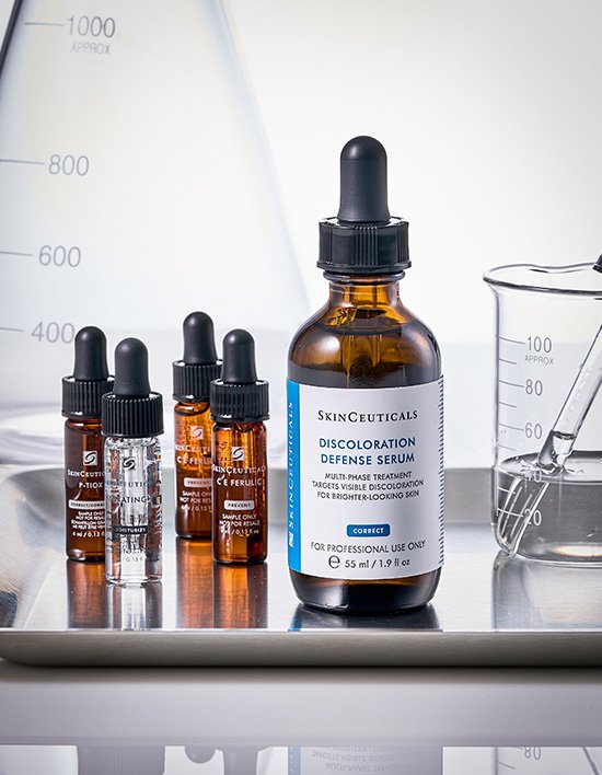 [스킨수티컬즈] (단독) 디스컬러레이션 미백 세럼 55ml 대용량 세트 (+C E 페룰릭 4ml*2, P-TIOX 4ml, 하이드레이팅 B5 4ml)