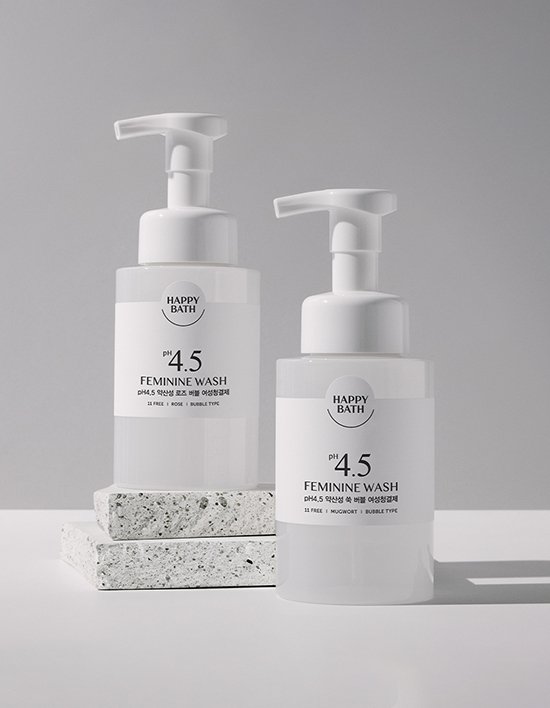 [해피바스] pH4.5약산성 버블 여성청결제 300ml 2종 쑥/로즈 향 (택1)