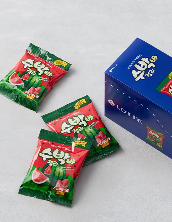 [롯데] 젤리셔스 수박바 젤리 448g (56g X 8개입)