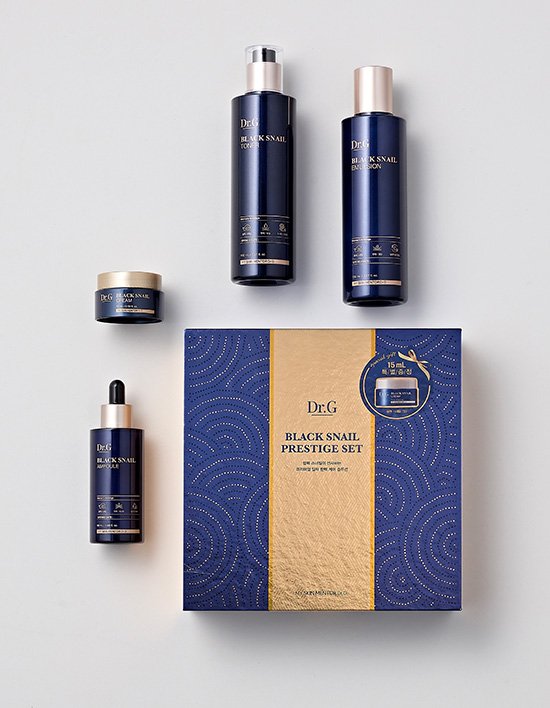 [닥터지] 블랙 스네일 프레스티지 4종 세트 (토너+에멀전+앰플+크림 구성) (쇼핑백 증정)