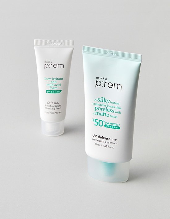[메이크프렘] 유브이 디펜스 미 노세범 선크림 50ml+클렌징폼 20ml 증정