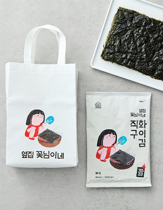 [옆집꽃님이네] 직화구이 전장김 30g X 6봉 (에코백 증정)