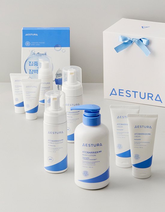 [에스트라] 온가족 장벽보습 풀케어 세트 (아토베리어 크림80ml*2+바디로션400ml*1+버블 클렌저150ml*2+4종 증정)