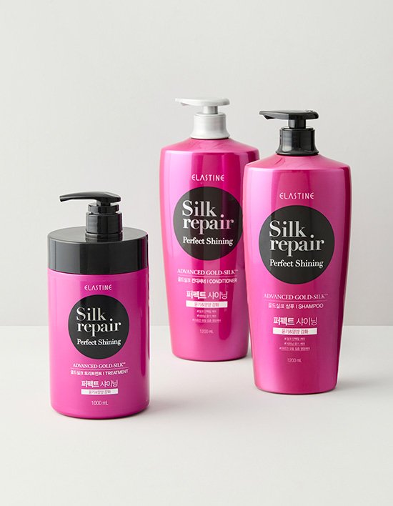 [엘라스틴] 실크리페어 퍼펙트 샤이닝 골드실크 헤어케어 3종 (택1)