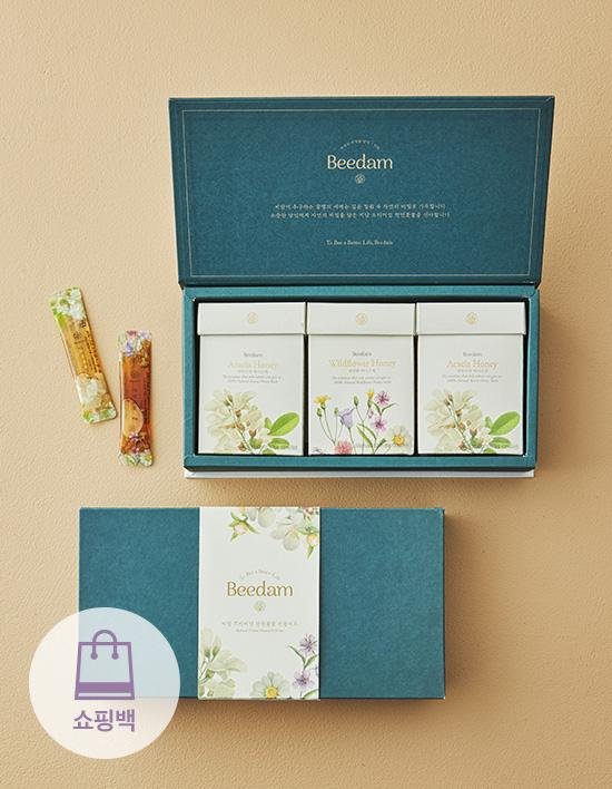 [비담] 아카시아/야생화 꿀 허니스틱 선물세트 (아카시아꿀 40포+야생화꿀 20포)