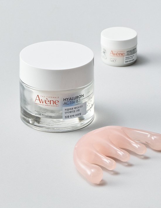 [아벤느] 히알루론 탄력 액티브 B3 안티에이징 크림 기획세트 (+크림 7mL, 핑크 괄사 증정)
