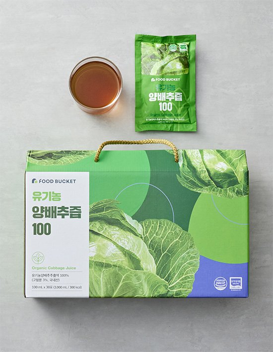 [푸드버킷] 국산유기농100% 유기농양배추즙 100mL 30포