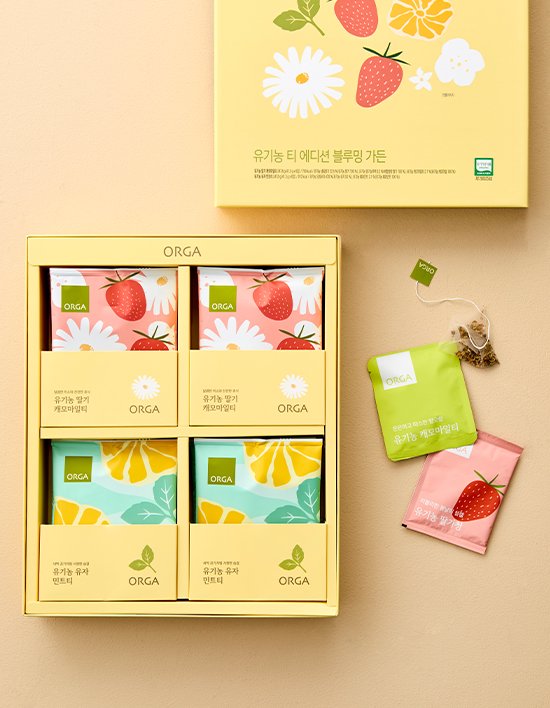 [선물세트][올가] 유기농 티 에디션 블루밍가든 티&과일청 세트 (41.3g X 12개입)