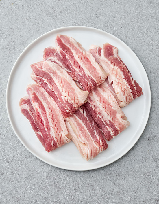 [아그로수퍼] 수입산 돼지고기 칼집 오겹살 구이용 600g(냉동)