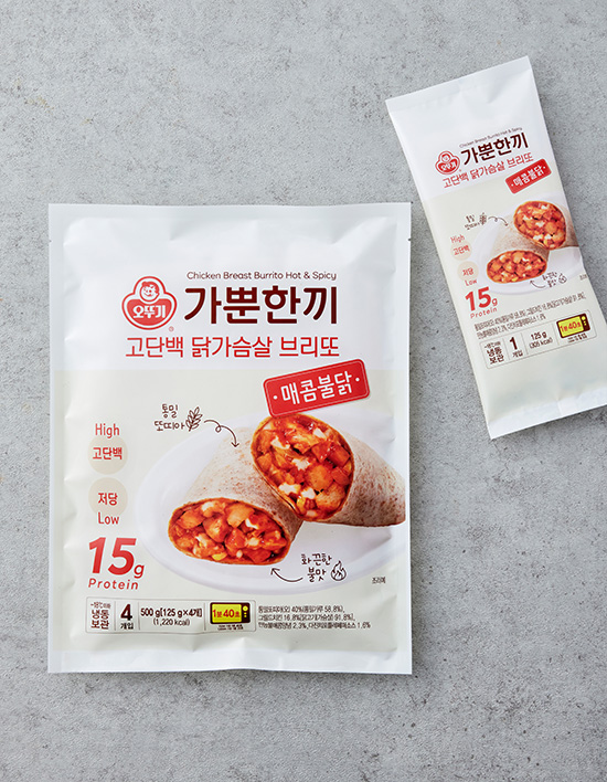 [오뚜기] 가뿐한끼 고단백 닭가슴살 브리또 매콤불닭 500g(125gx4개입)