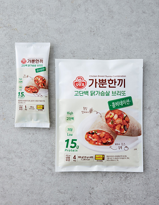 [오뚜기] 가뿐한끼 고단백 닭가슴살 브리또 콤비네이션 500g(125gx4개입)