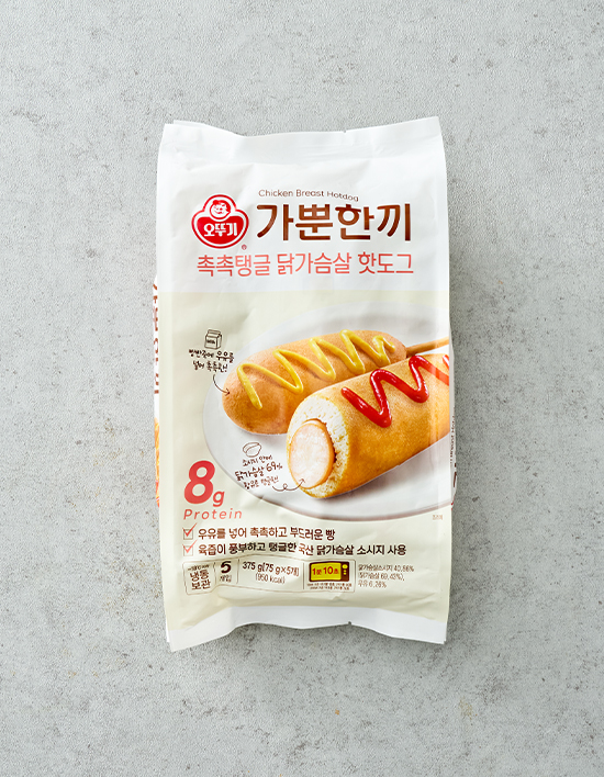 [오뚜기] 가뿐한끼 촉촉탱글 닭가슴살 핫도그 375g(75gX5개입)