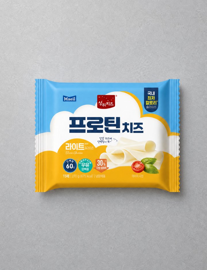 [상하치즈] 프로틴 슬라이스 치즈 라이트 (18g X 15매)