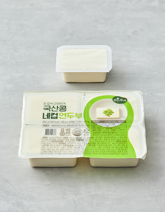 [맑은물에] 국산콩 네컵 연두부