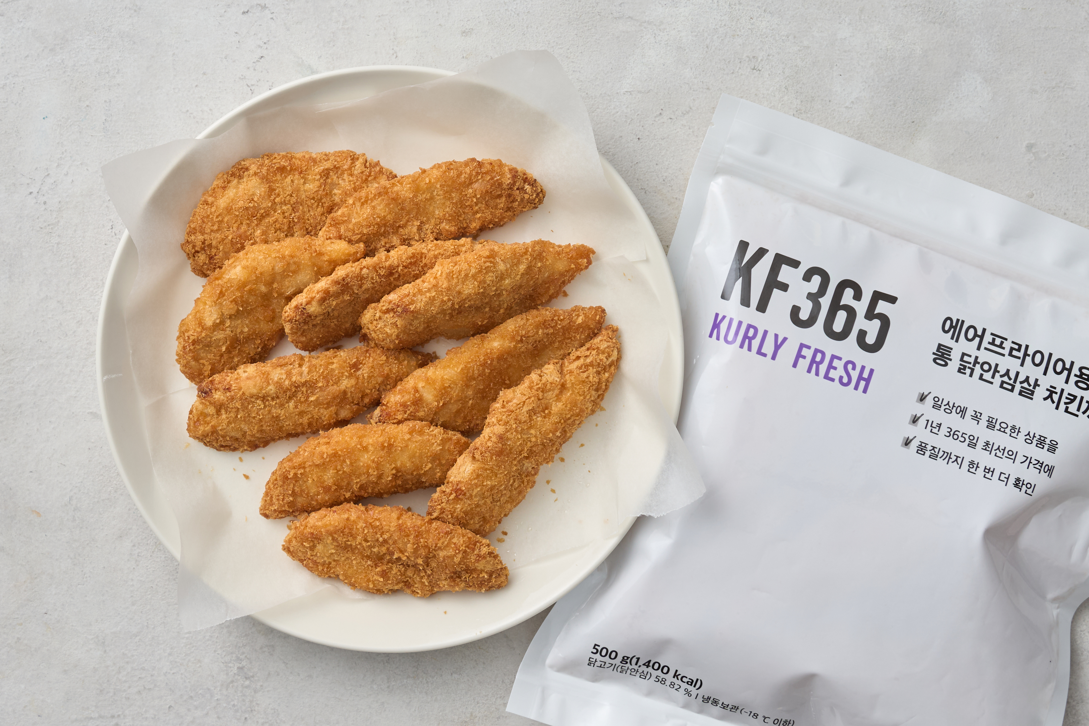 KF365] 에어프라이어용 통 닭안심살 치킨까스 500g - 마켓컬리